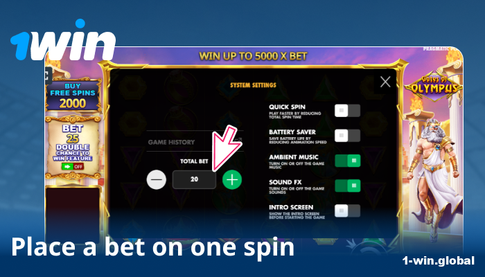 Adjust your bet per spin using in-game controls