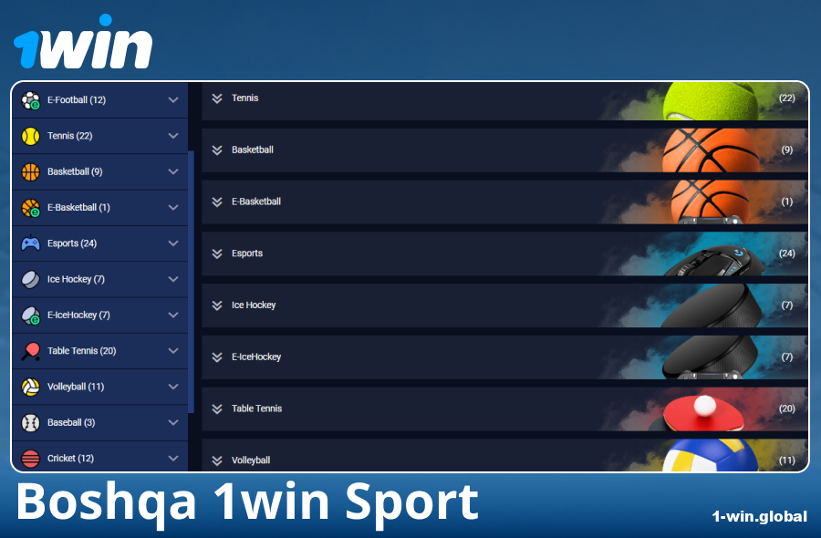 1Win O‘zbekistonda bukmekerning mavjud sport turlari
