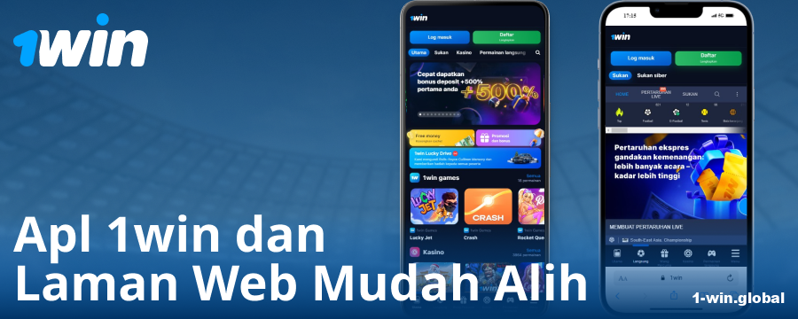 Aplikasi mudah alih untuk pemain 1Win