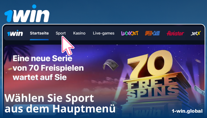 Wählen Sie eine Sportkategorie bei 1Win DE