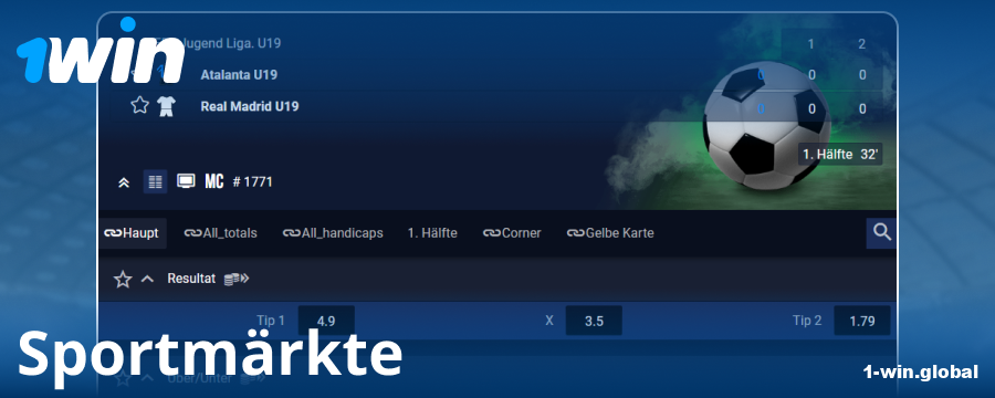 Wettmärkte für Wettende bei 1Win Deutschland