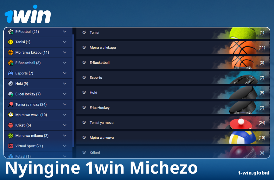 Aina za Michezo Zinazopatikana katika Mtoto wa Kubashiri wa 1Win